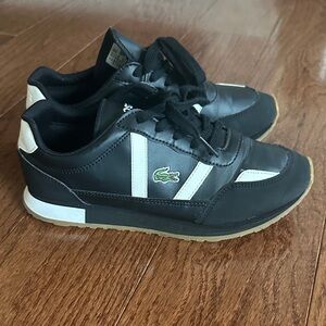 Boys Lacoste Black & White Runner Sneakers